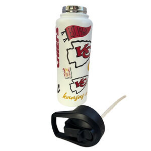 KC Chiefs Water Bottle & Straw, 34-Oz Double Wall Insulated *READ*